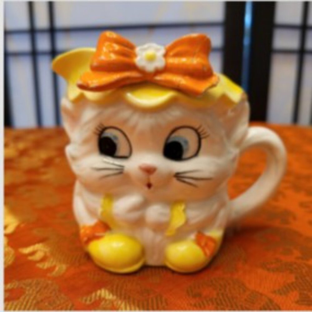 Rare Vintage Lefton Cuddles the Cat/Sunshine Tea Pot Set w/ Cream & Sugar - Picture 13 of 16